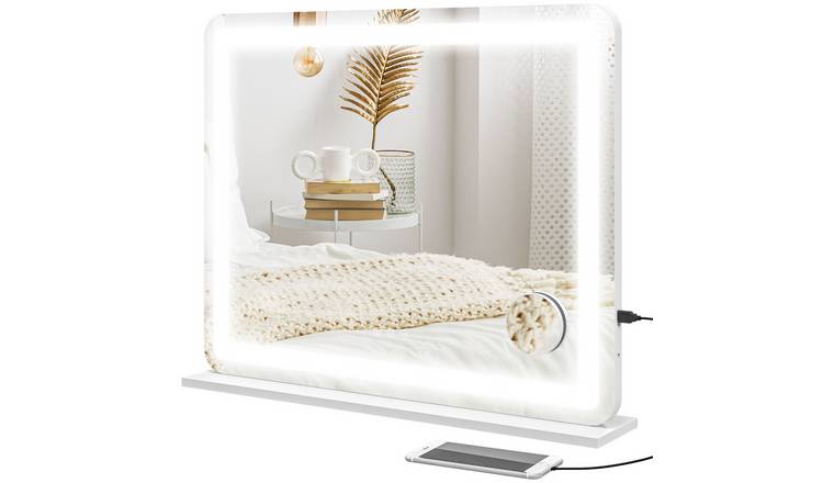 HOMCOM Adjustable Colour Temperature LED Vanity Mirror with Touch Screen - White