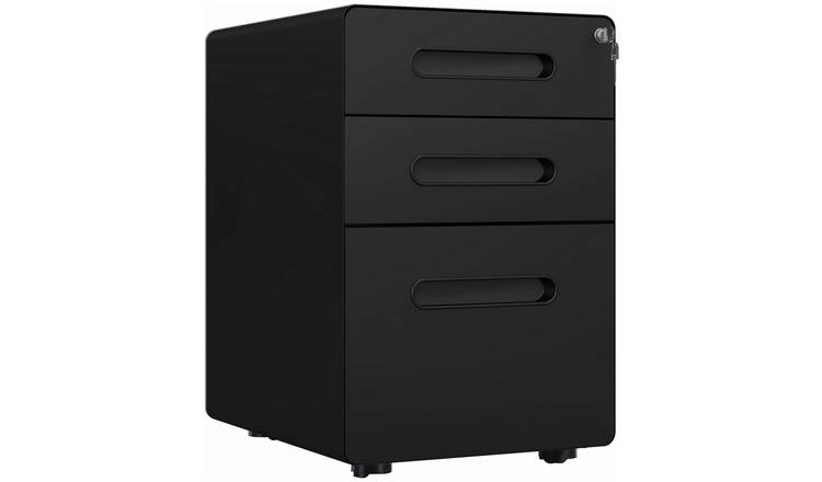 Vinsetto 3 Drawers Lockable File Cabinet - Black