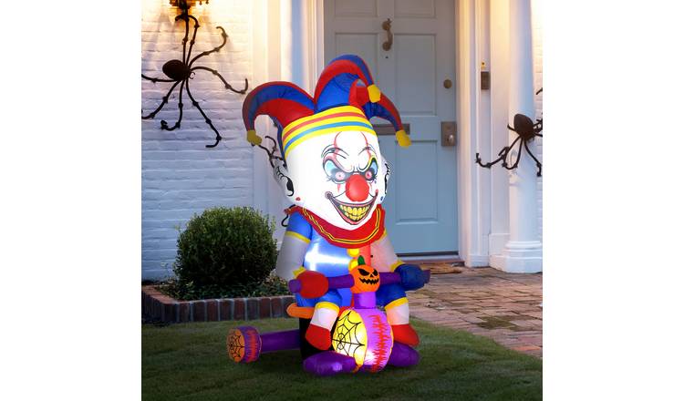 Outsunny 4ft Halloween Clown on Bicycle Inflatable Decoration