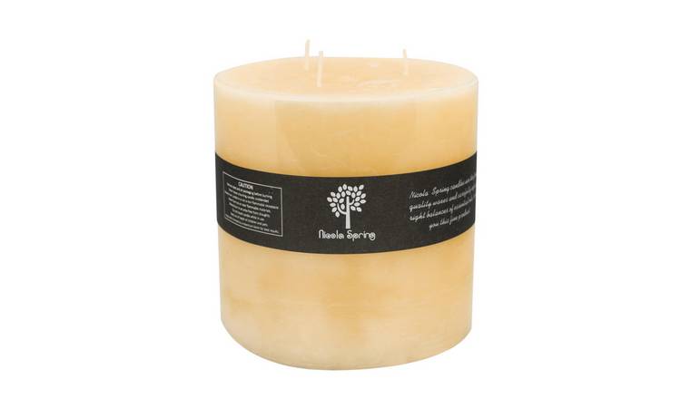 Nicola Spring Round Wick Vanilla Pillar Candle - Ivory
