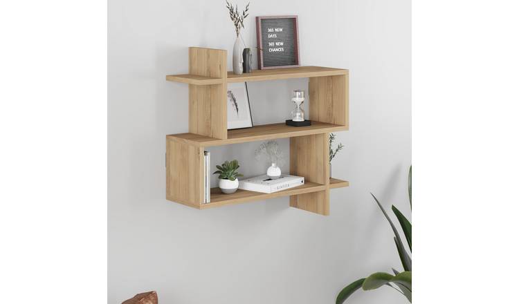 Decortie Paralel Particleboard Floating Wall Shelf - Oak