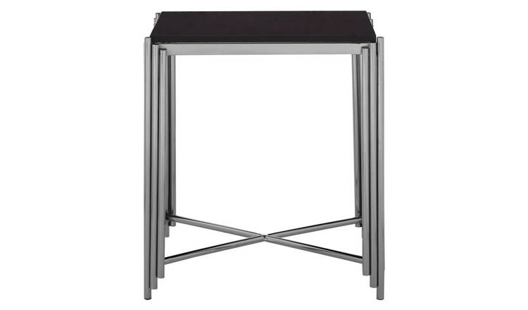 Orsina Clarice Granite Top Side Table - Black