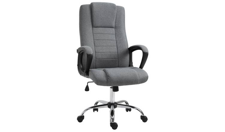 Vinsetto Linen look Fabric Swivel Computer Desk Chair - Dark Grey