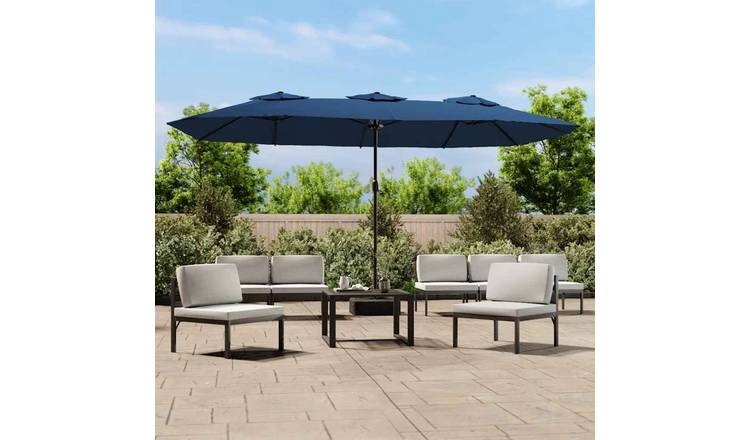 Walplus Polyester Garden Parasol - Azure Blue - 449 x 265 x 245 cm