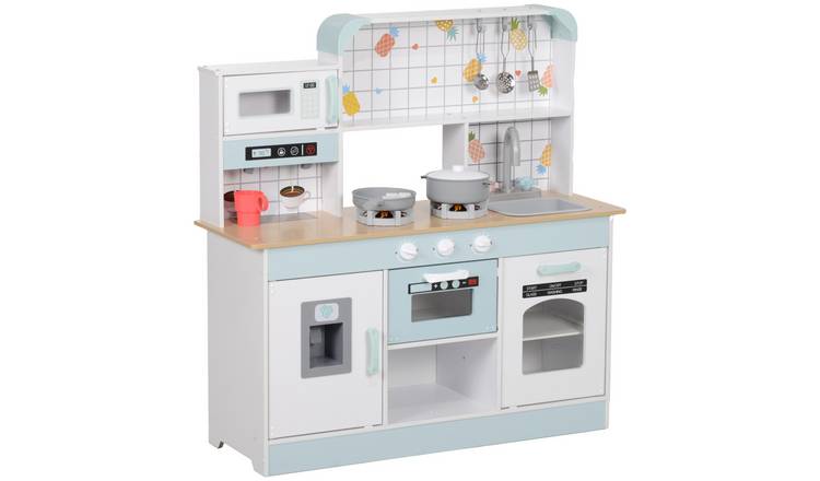 AIYAPLAY Hob Light Sound Ice Maker Microwave Kids Play Kitchen - White