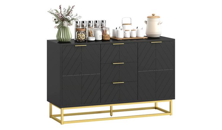 HOMCOM Metal Modern Adjustable Storage Sideboard - Black