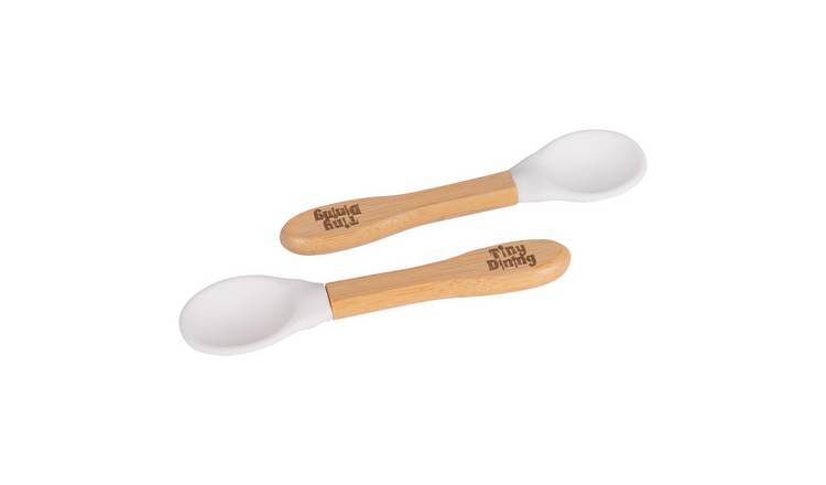 Tiny Dining Children's Bamboo Silicone Tip Spoons - White - Pack of 2