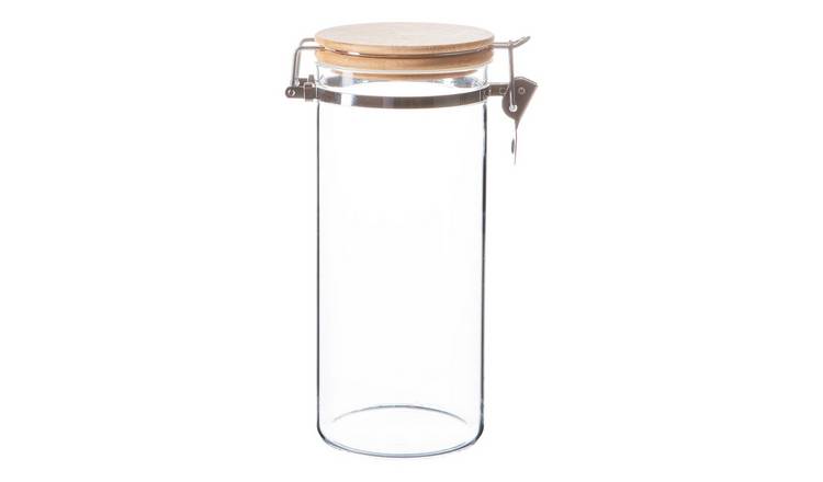 Argon Tableware Glass Storage Jar with Wooden Clip Lid