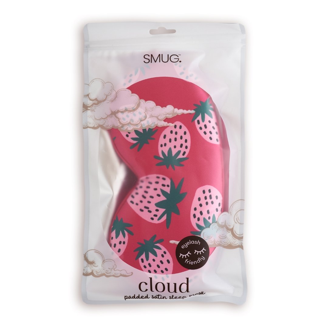 SMUG Cloud Padded Satin Sleep Mask - Strawberry Dreams Print - Image 3