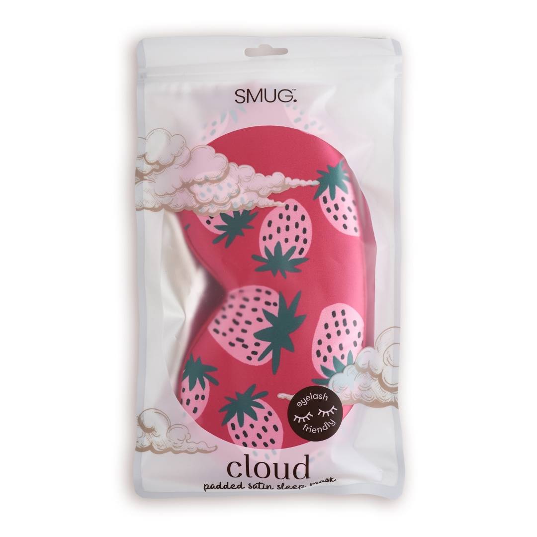 SMUG Cloud Padded Satin Sleep Mask - Strawberry Dreams Print - Image 3