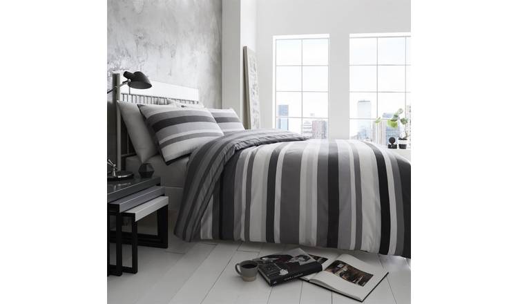 Portfolio Home Simply Stripes Charcoal Duvet Cover Set - King