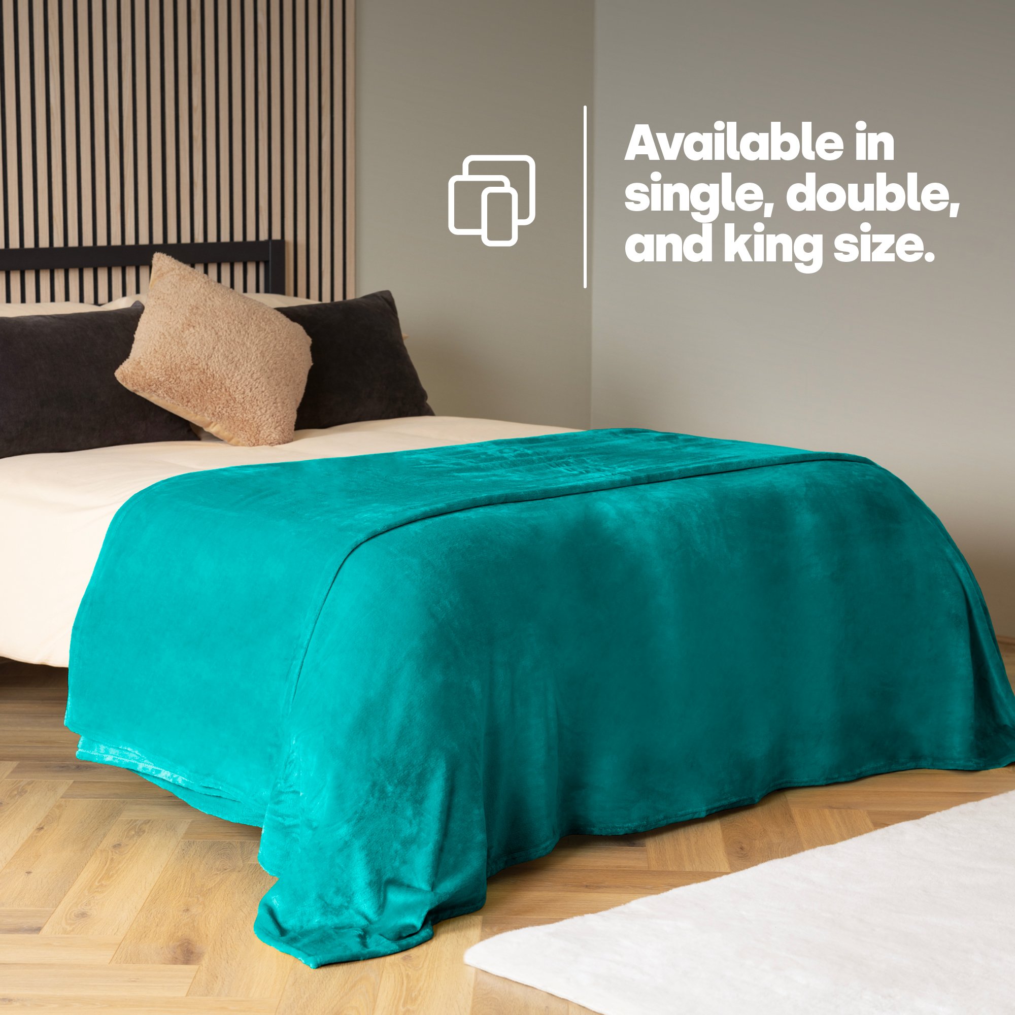 LIVIVO Single Fleece Blanket - Ocean Blue - Image 5
