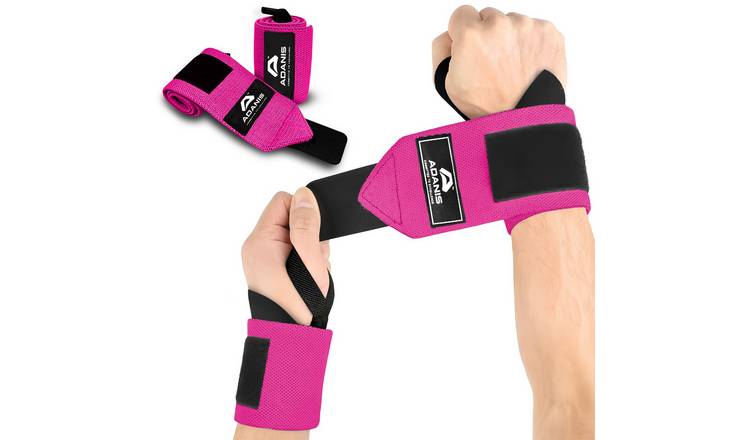 Adanis Pack of 2 Thumb Loop Weightlifting Wrist Wraps - Pink