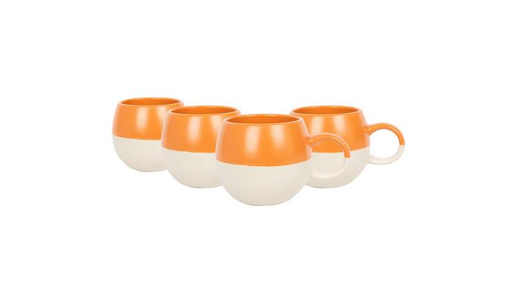 Nicola Spring Dipped Stoneware Sphere 340ml Mugs Pack of 4 - Burnt Orange