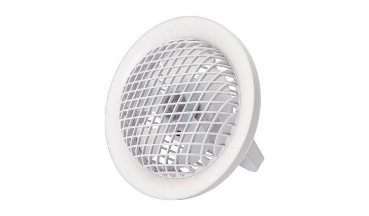 Happy Homewares White Rechargeable 3 Speed Fan with LED Desk Lamp - 20cm