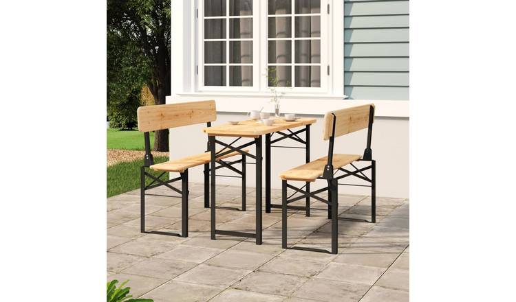 Walplus 3 Piece Wood Folding Outdoor Furniture Set - Brown - 115.5 x 46 x 75 cm