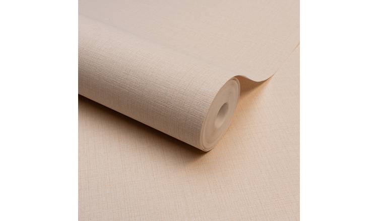 Grandeco Linen Nursery Textured Plain Wallpaper - Blush