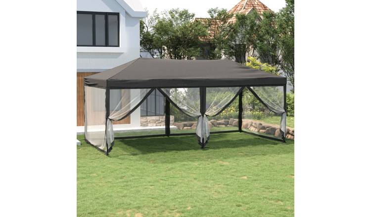 Walplus 3 x 6 m Folding Party Tent with Sidewalls - Anthracite