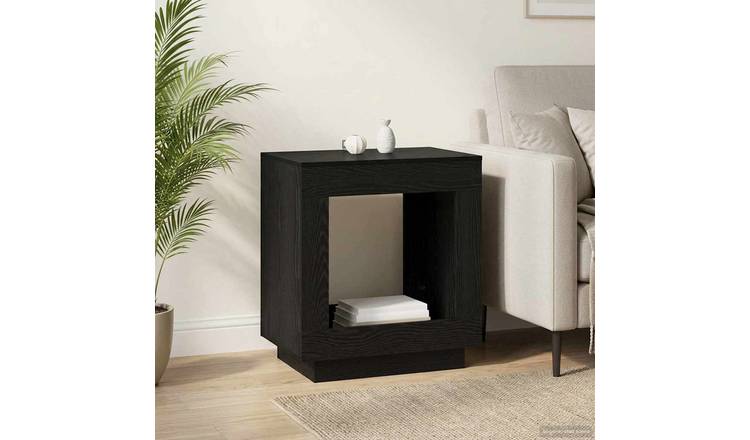 Walplus Engineered Wood Side Table - Black Oak - 60 x 40 x 65 cm