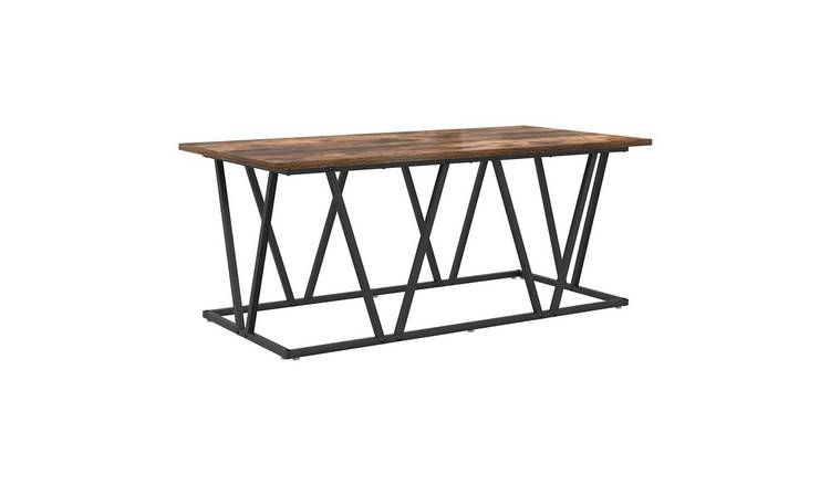 Walplus Engineered Wood and Metal Coffee Table - Smoked Oak - 100 x 50 x 40 cm