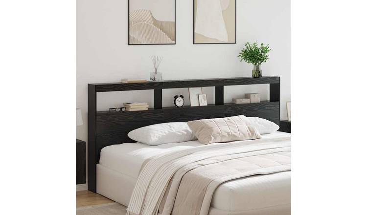 Walplus Engineered Wood Headboard - Black Ash - 220 x 17 x 102 cm