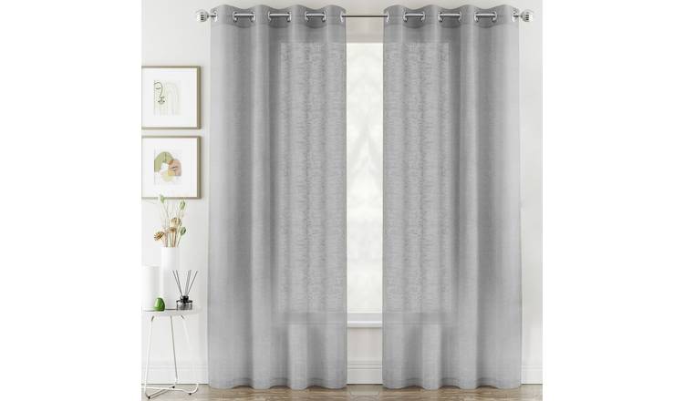Tyrone Textiles Crete Eyelet Sheer Voile Panels - 140 x 229cm - Silver