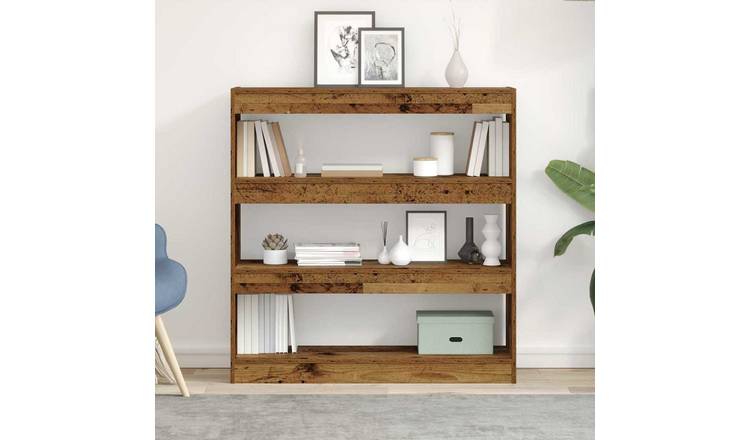 Walplus 3 Tier Engineered Wood Book Cabinet - Dark Wood - 100 x 30 x 103 cm