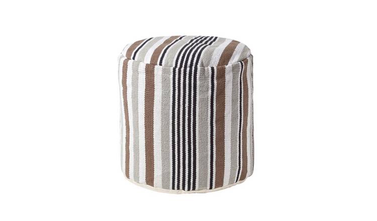 Homescapes Stripe Bean Filled Pouffe Tall – 45 x 40 cm – Grey, Black and White