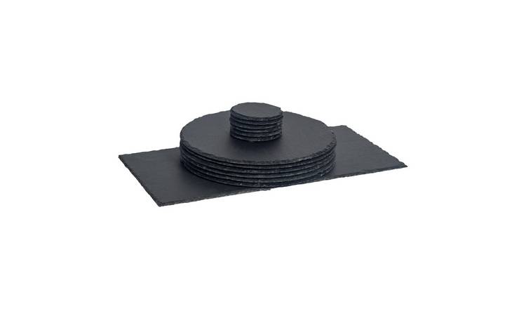 Argon Tableware 13 Piece Round Slate Placemats & Coasters Set