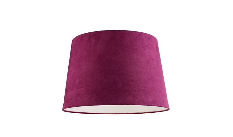Happy Homewares Hot Pink Velvet Fabric Drum with White Cotton Lampshade - 30cm