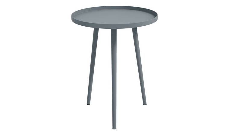 Outsunny Steel Garden Side Table with Rounded Steel Edge - Grey
