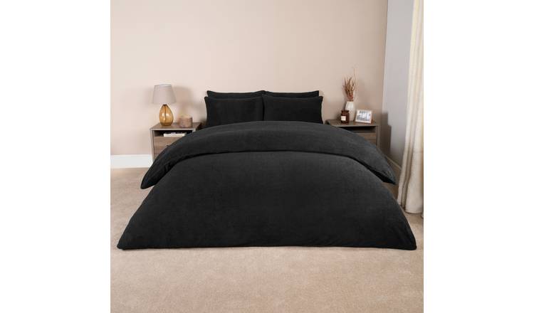 OHS Thermal Soft Teddy Fleece Duvet Cover Bedding Set Black - Single