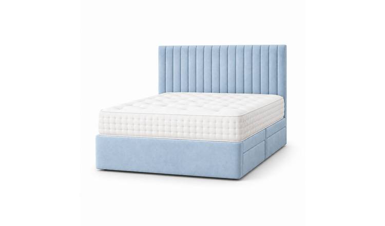 Comfy Deluxe 4ft6 Double    Suede  Divan Bed Set -  Sky Blue