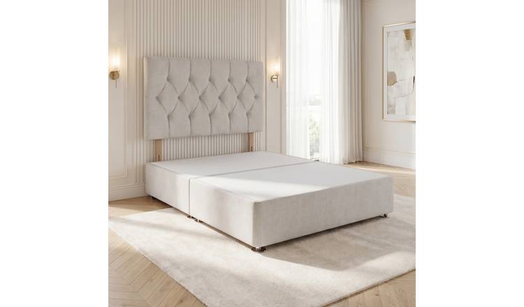 Somnior Chester Linen Single Divan Bed with Headboard - Light Grey