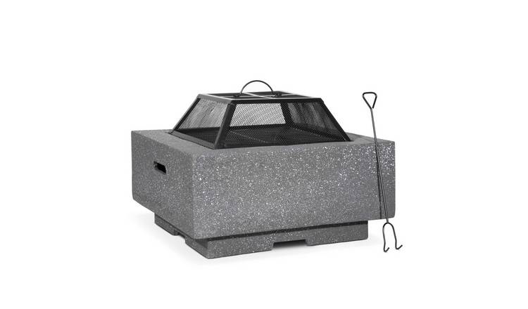 Dellonda MgO Outdoor Square Fire Pit - Dark Grey