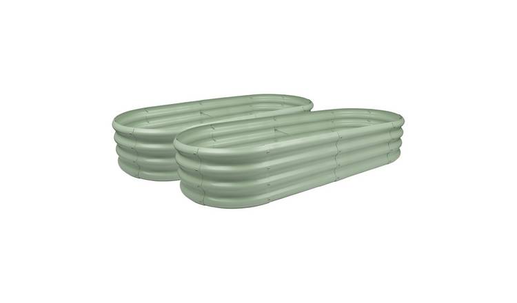 Harbour Housewares Rounded Raised Garden Beds - 180cm x 90cm - Green - Pack of 2