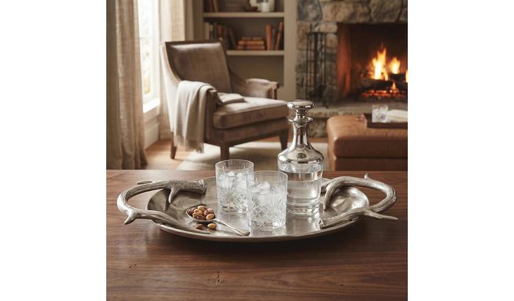 Orsina Antler Nickel Finish Serving Tray