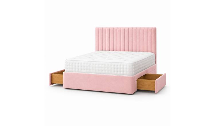 Comfy Deluxe 5ft King Size    2 Drawer Suede  Divan Bed Set -  Pink