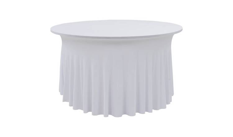 Walplus Pack of 2 Stretch Table Covers with Skirt - White - 150 x 74 cm