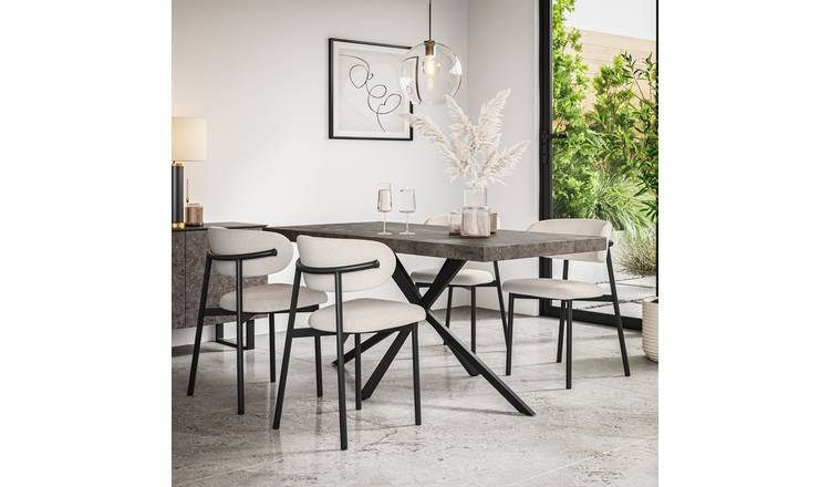 Furniture Online Donni Concrete Effect Dining Table & 4 Myla Beige Chairs