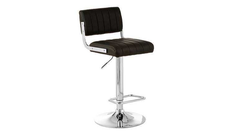 Orsina Stockholm Faux Leather Adjustable Bar Stool – Black and Chrome