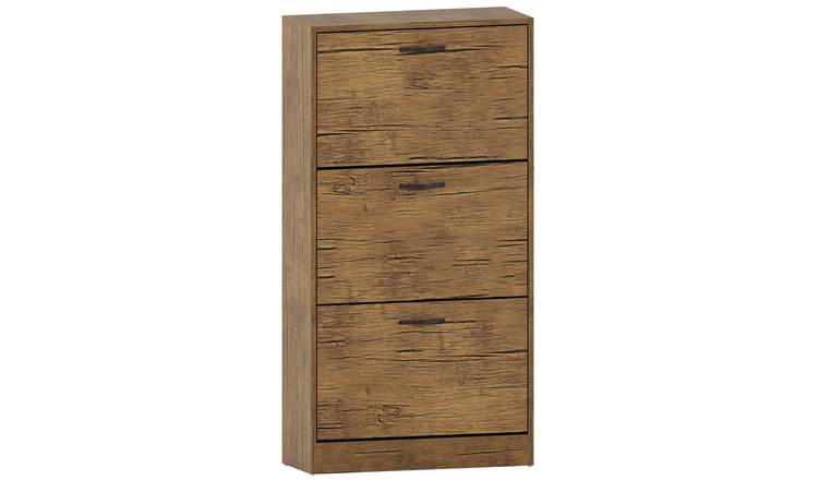 Vida Designs 3 Drawer Shoe Cabinet - Antique Brown