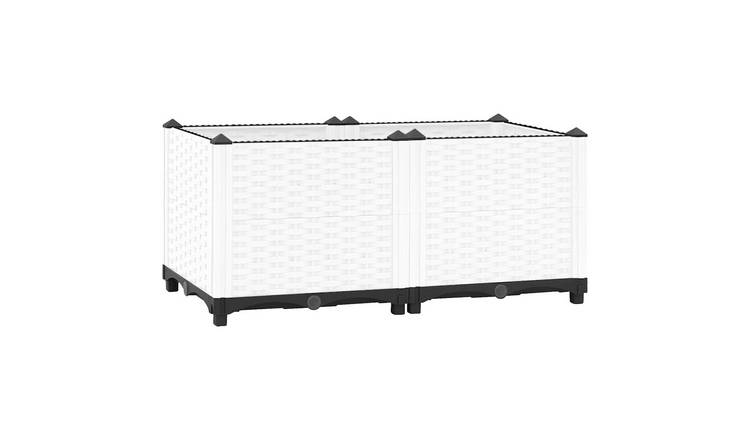Walplus Polypropylene Raised Garden Bed - White - 80 x 40 x 38 cm