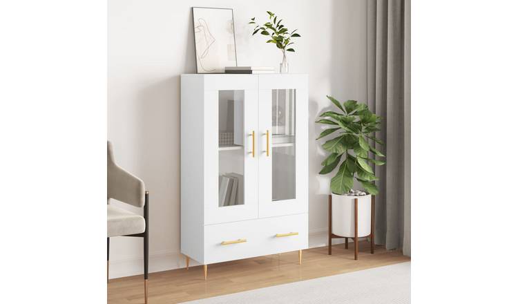 Walplus Engineered Wood Tall Sideboard - White - 69.5 x 31 x 115 cm