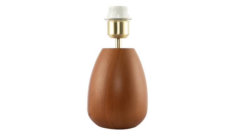 Happy Homewares Brown Chunky Wooden Base with Mahogany Finish Table Lamp - 13cm
