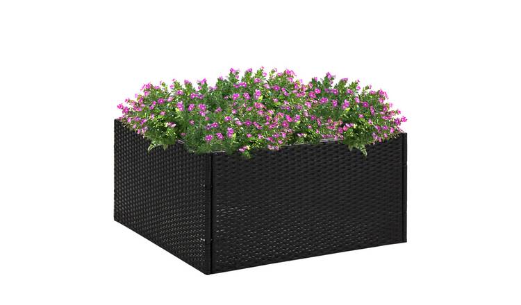Walplus Poly Rattan Garden Planter - Black and Transparent - 80 x 80 x 40 cm