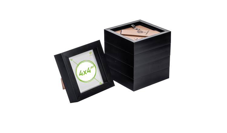 Nicola Spring 3D Box Photo Frames - 4 x 4" - Set of 5 - Black
