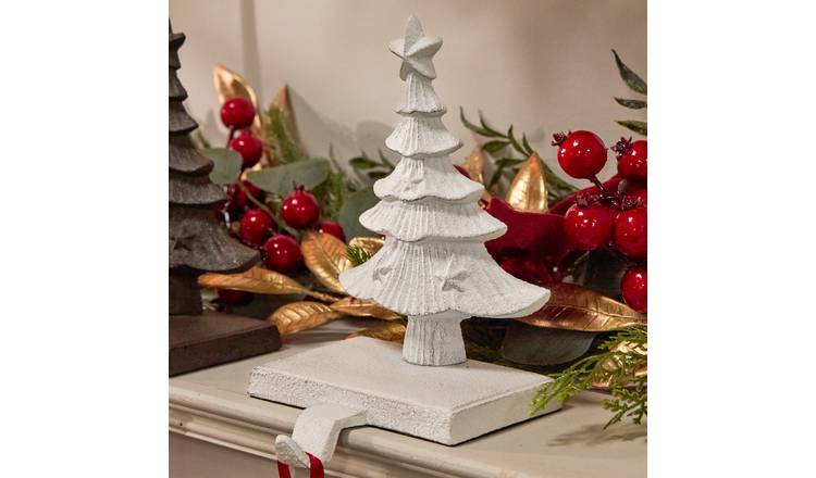 Dibor Cast Iron Tree Stocking Holder - White