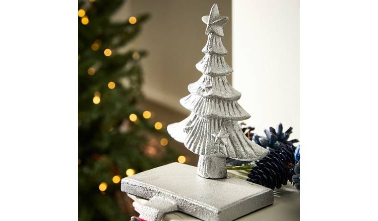 Dibor Cast Iron Tree Stocking Holder - Silver