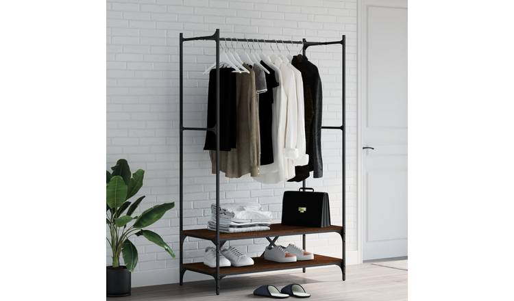 Walplus Clothes Rack with Shelves Engineered - Brown Oak - 100 x 45 x 162.5 cm